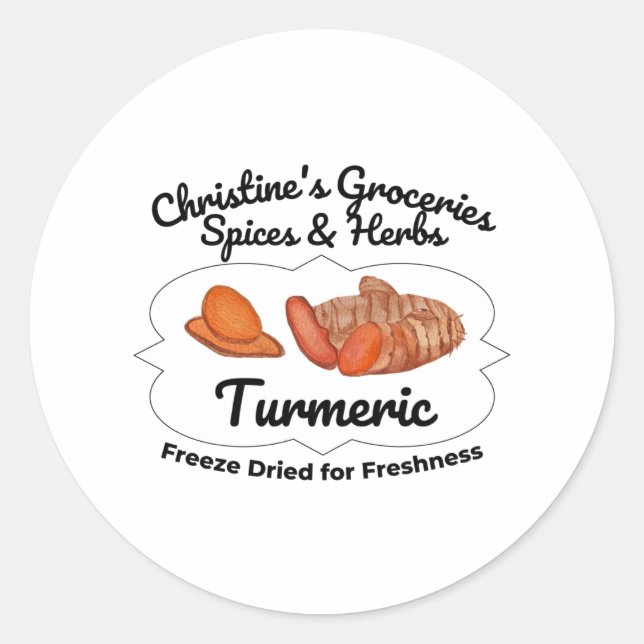 Sticker Rond Turmeric spice jar. (Devant)