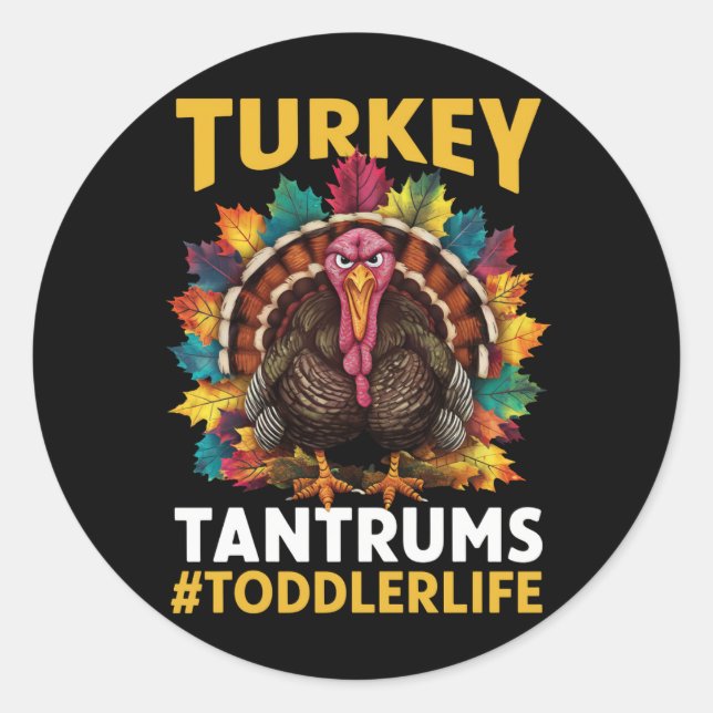 Sticker Rond Turquie Et Tantrums Jouet Vie Joueur Thanksgiving (Devant)