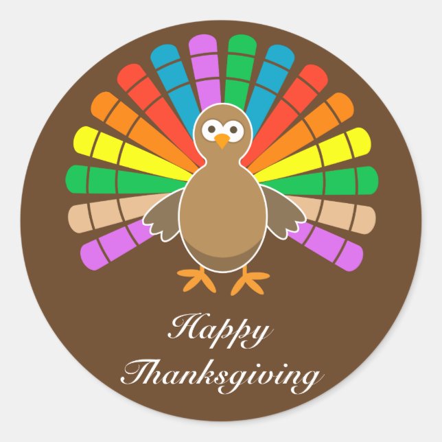 Sticker Rond Turquie mignonne - Bon thanksgiving (Devant)