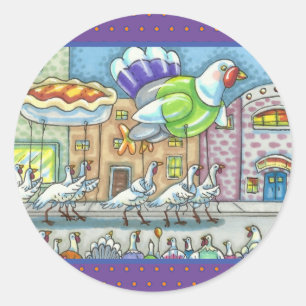 STICKER ROND TURQUIE PARADE, JOUR DE MERCI HÉLIUM BALLONS