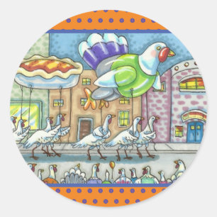 STICKER ROND TURQUIE PARADE, JOUR DE MERCI HÉLIUM BALLONS