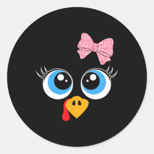 Sticker Rond Turquie Visage fille Thanksgiving Costume enfants 