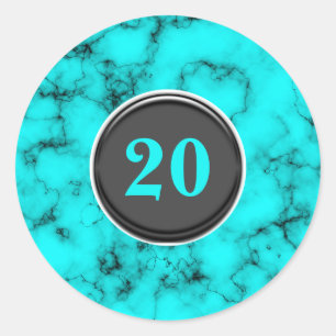 Sticker Rond Turquoise ANY AGE western marbre bleu chic