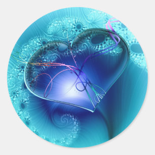 Sticker Rond Turquoise bleu Sparkly