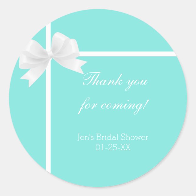 Sticker Rond Turquoise Blue Diamond & Bow Favoriser Modern Favo (Devant)