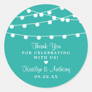 Sticker Rond Turquoise Chaîne Lumières Mariage Faveur