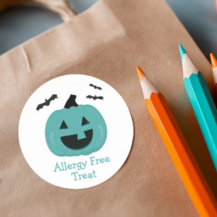 Sticker Rond Turquoise Citrouille Allergie Libre