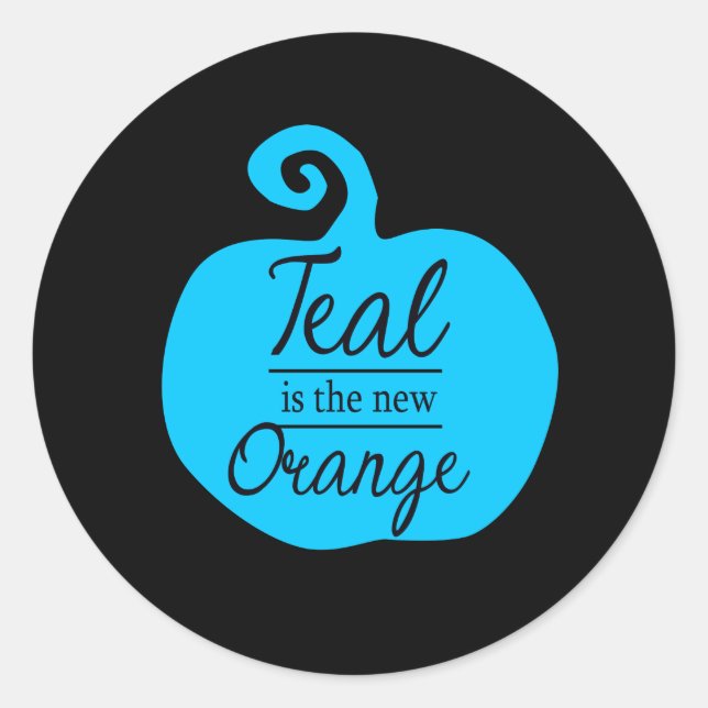 Sticker Rond Turquoise Est La Nouvelle Orange Citrouille Sticke (Devant)