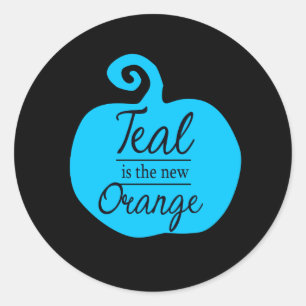 Sticker Rond Turquoise Est La Nouvelle Orange Citrouille Sticke