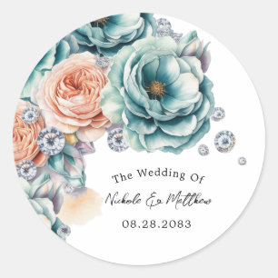 Sticker Rond Turquoise et Mariage diamant de pêche