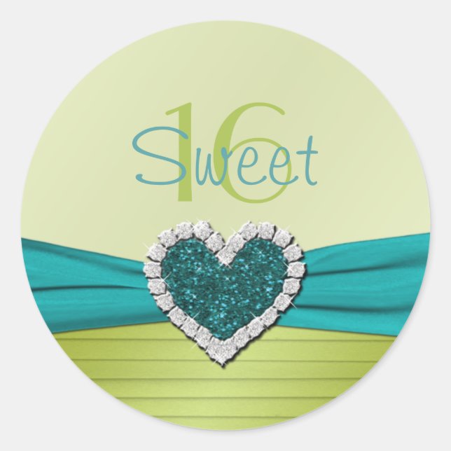 Sticker Rond Turquoise et Parties scintillant de citron vert Sw (Devant)