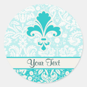Sticker Rond Turquoise Fleur de lis