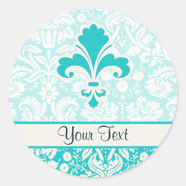 Sticker Rond Turquoise Fleur de lis (Devant)