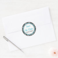 Turquoise, Noir, Mariage damassé blanche