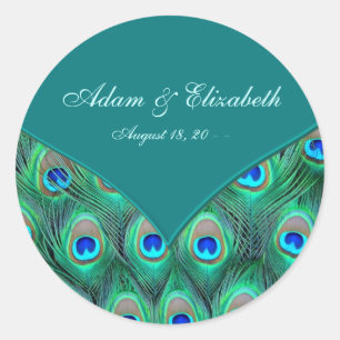 Sticker Rond Turquoise Peacock Elegant Peacock Mariage Faveur É