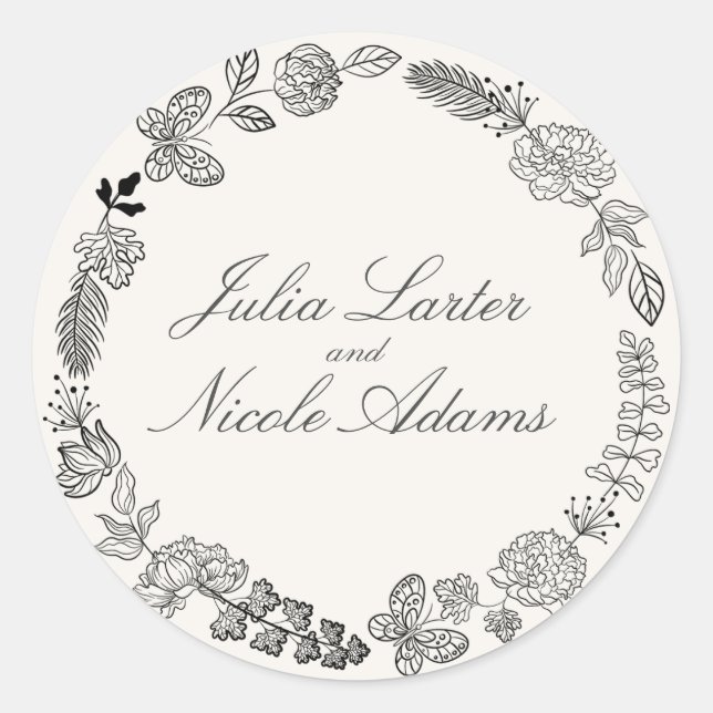 Sticker Rond Turquoise Purple Jaune Fleurs de prairie de printe (Devant)