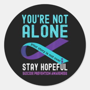 Sticker Rond Turquoise Purple Ribbon Support Prévention du suic