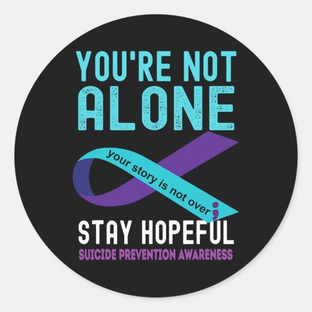 Sticker Rond Turquoise Purple Ribbon Support Prévention du suic (Devant)