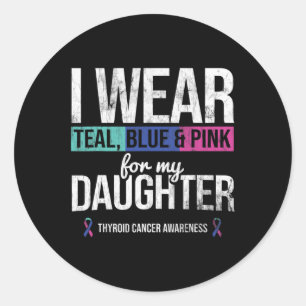 Sticker Rond Turquoise Rose Bleu Pour Fille Thyroïde Cancer