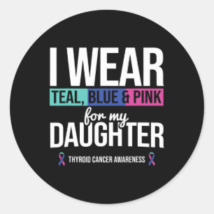 Sticker Rond Turquoise Rose Bleu Pour Fille Thyroïde Cancer