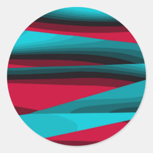 Sticker Rond Turquoise-rouge Abstrait