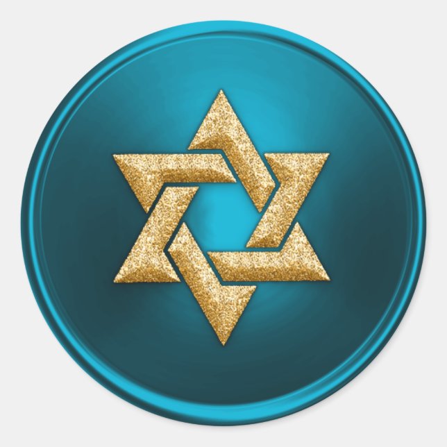 Sticker Rond Turquoise Turquoise Gold Star de David Enveloppe S (Devant)