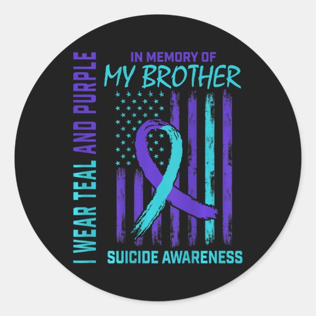 Sticker Rond Turquoise Violet Ruban Suicide Sensibilisation Ind (Devant)