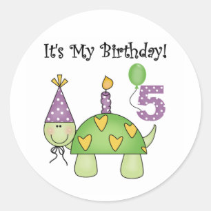 Sticker Rond Turtle 5e Anniversaire Tshirts et cadeaux