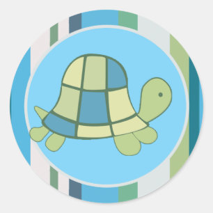 Sticker Rond TURTLE BAY Blue Stripe Enveloppe Sceaux faveurs