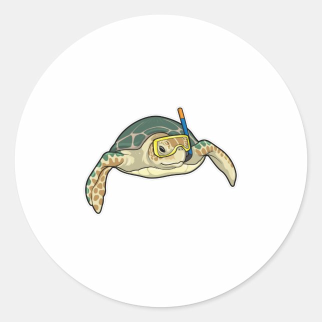 Sticker Rond Turtle Diver Snorkel (Devant)