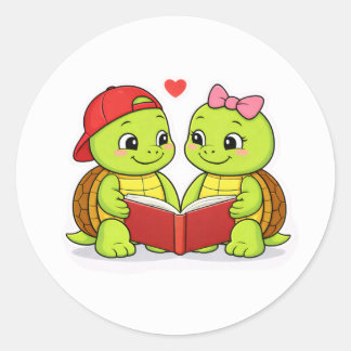Sticker Rond Turtles enjoying a quiet moment