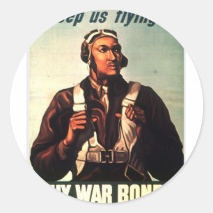 Sticker Rond Tuskegee Airmen, Red Tail War bond