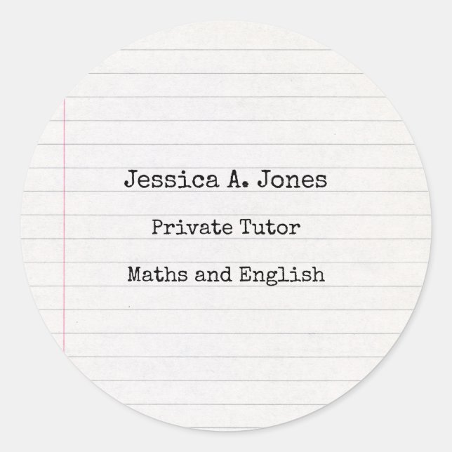 Sticker Rond Tutor anglais/math (Devant)