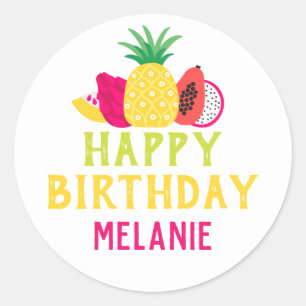 Sticker Rond Tutti Frutti Fruit Tropical Anniversaire