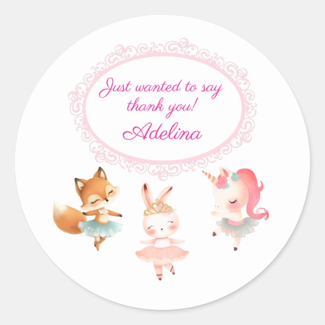 Sticker Rond Tutu Cute Ballerina Ballet Animaux Fête d'annivers (Devant)