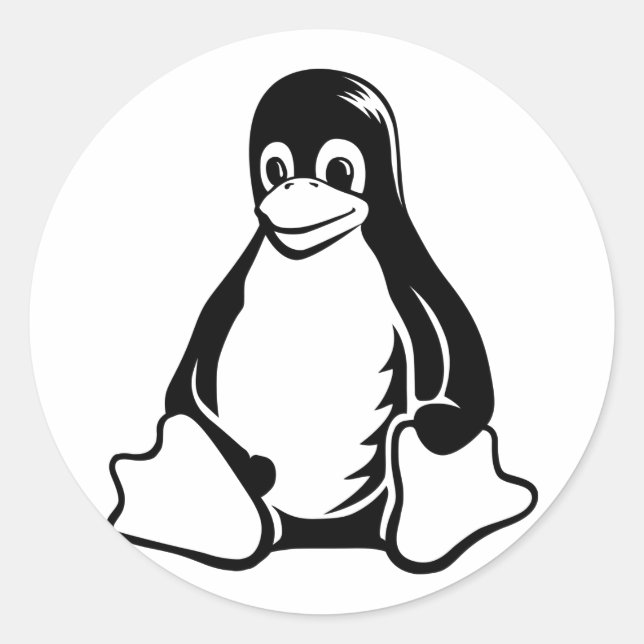 Sticker Rond Tux Penguin - (Linux, Open Source, Copyleft, FSF) (Devant)