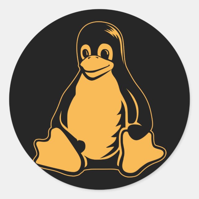 Sticker Rond Tux Penguin - (Linux, Open Source, Copyleft, FSF) (Devant)