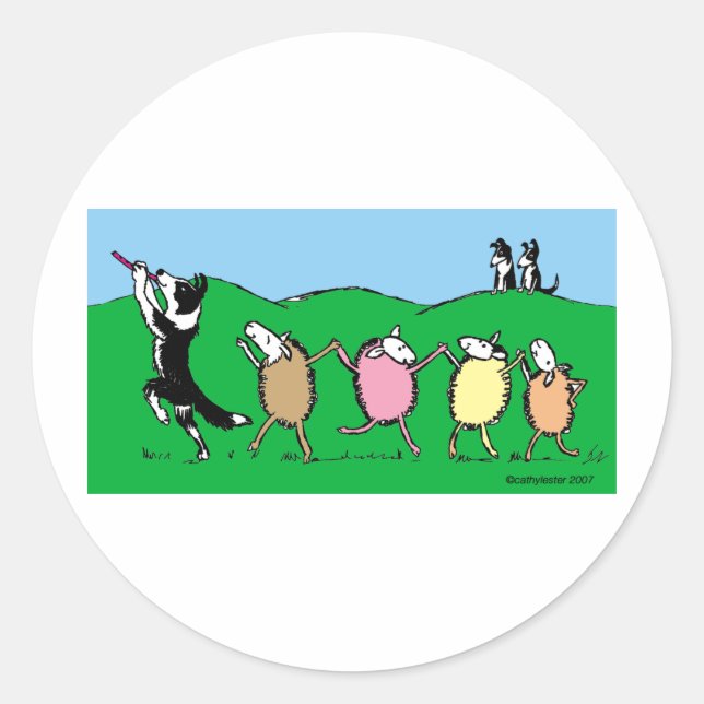 Sticker Rond Tuyauterie Collie Bordure (Devant)
