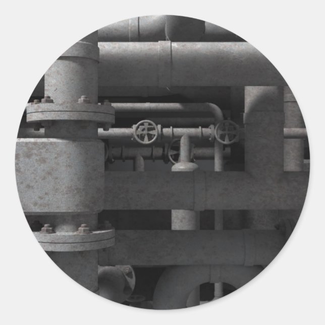 Sticker Rond Tuyaux et valves (Devant)