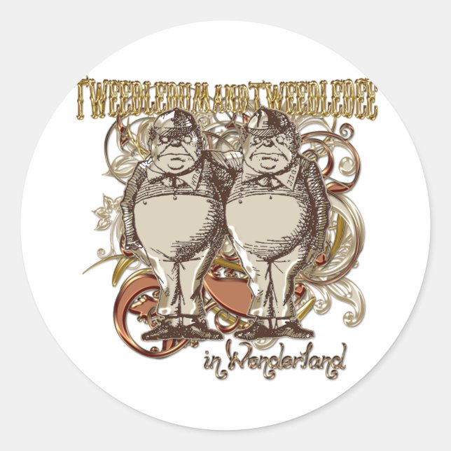 Sticker Rond Tweedledum & Tweedledee Carnivale Style Gold Ver. (Devant)