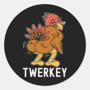 Sticker Rond Twerkey Twerkey Turquie Fun Dancing Turquie Thanks