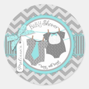 Sticker Rond Twin Boys Cravate Bow Cravate Chevron Imprimer Bab