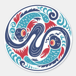 Sticker Rond Twin Fish