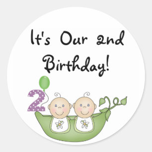 Sticker Rond Twin Peas in a Pod 2e Anniversaire T-shirts et cad