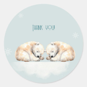Sticker Rond Twin Polar Ours Double Baby shower