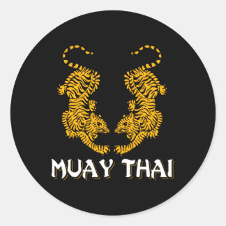 Sticker Rond Twin Tiger Sak Yant Muay Thai Fighter Mial