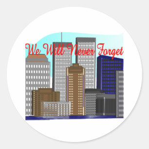 Sticker Rond Twin Towers "Nous n'oublierons jamais" NY