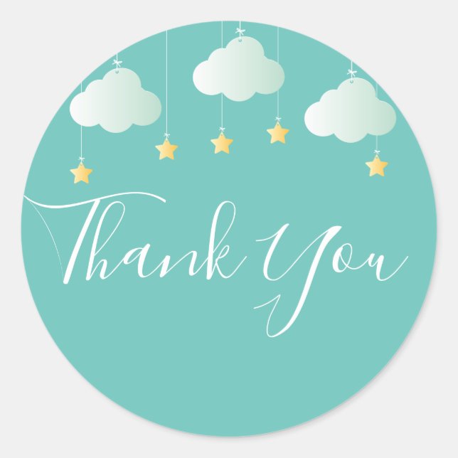 Sticker Rond Twinkle arroser petit baby shower étoile merci (Devant)