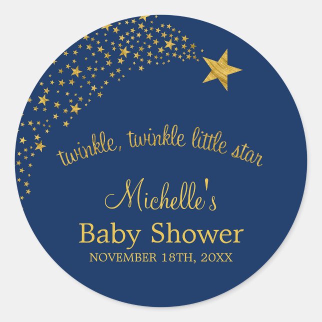 Sticker Rond Twinkle Little Shooting Star Marine Baby shower d' (Devant)