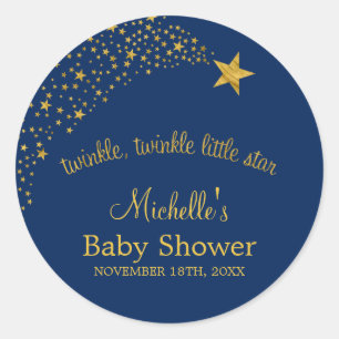 Sticker Rond Twinkle Little Shooting Star Marine Baby shower d'